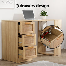 Load image into Gallery viewer, Artiss Computer Desk Drawer Shelf Home Office Study Table Rattan Oak 120CM
