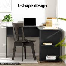 Load image into Gallery viewer, Artiss Computer Desk Shelf L-Shape Black 136CM
