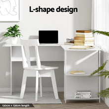 Load image into Gallery viewer, Artiss Computer Desk Shelf L-Shape White 136CM
