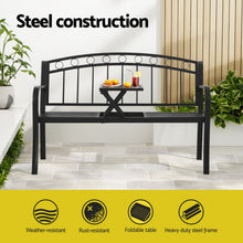 Load image into Gallery viewer, Gardeon Outdoor Garden Bench Seat Loveseat Steel Foldable Table Patio Furniture Black
