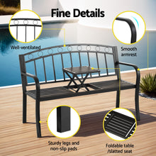 Load image into Gallery viewer, Gardeon Outdoor Garden Bench Seat Loveseat Steel Foldable Table Patio Furniture Black
