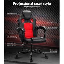 Load image into Gallery viewer, Artiss 2 Point Massage Gaming Office Chair PU Leather Red
