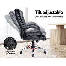 Load image into Gallery viewer, Artiss Executive Office Chair Leather Tilt Black
