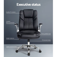 Load image into Gallery viewer, Artiss Executive Office Chair Leather Tilt Black
