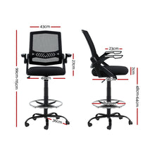 Load image into Gallery viewer, Artiss Office Chair Drafting Stool Mesh Chairs Black
