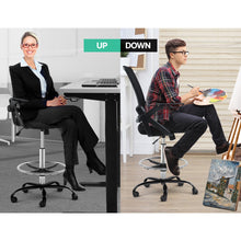 Load image into Gallery viewer, Artiss Office Chair Drafting Stool Mesh Chairs Black
