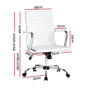 Artiss Office Chair Conference Chairs PU Leather Mid Back White