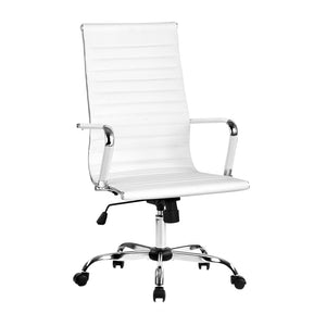 Artiss Office Chair Conference Chairs PU Leather High Back White