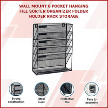 Load image into Gallery viewer, Wall Mount 6 Pocket Hanging File Sorter Organizer Folder Holder Rack Storage
