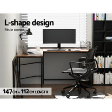 Load image into Gallery viewer, Artiss Computer Desk L-Shape CPU Stand Brown 147CM
