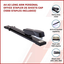 Load image into Gallery viewer, A4 A3 Long Arm Personal Office Stapler 25 sheets CAP (1000 staples included)

