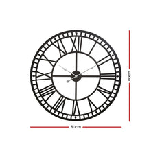 Load image into Gallery viewer, Artiss 80cm Wall Clock Large Roman Numerals Metal Black
